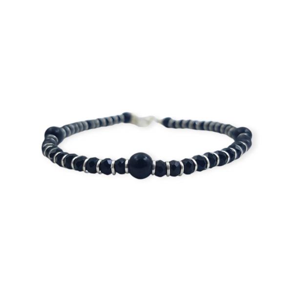 925 Sterling Silver Bracelet with Beautiful Black Stone